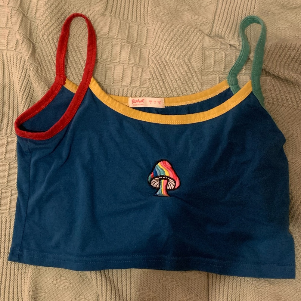 Colorful Romwe top, very cropped